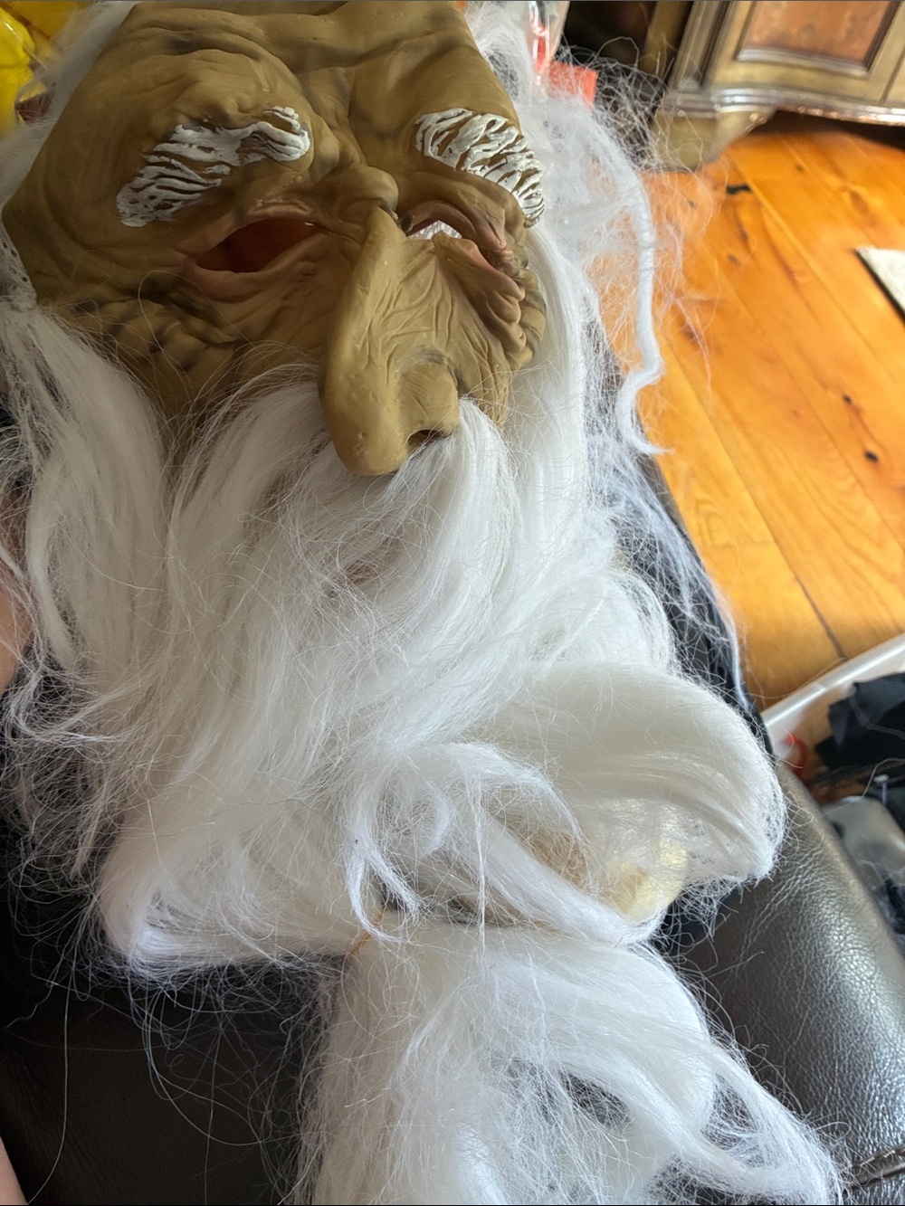 White Bearded Decorative Mask with Long Hair Halloween new crazy hair